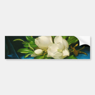Giant Magnolias op een blauw fluwelen doek (Heade) Bumpersticker