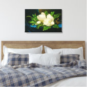 Giant Magnolias op een blauw fluwelen doek (Heade) Canvas Afdruk (Insitu (Slaapkamer))