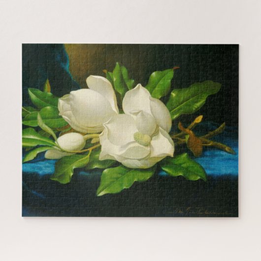 Giant Magnolias op een blauw fluwelen doek (Heade) Legpuzzel (Horizontaal)