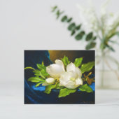 Giant Magnolias op een blauw Velvet Canvas Briefkaart (Staand voorkant)