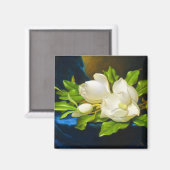 Giant Magnolias op een blauw Velvet Canvas Magneet (Voorkant / Achterkant)