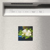 Giant Magnolias op een blauw Velvet Canvas Magneet (Insitu (Vaatwasser))