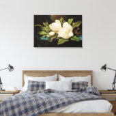 Giant Magnolias op een blauwe vlinderkast van MJ H Canvas Afdruk (Insitu (Slaapkamer))