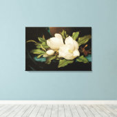 Giant Magnolias op een blauwe vlinderkast van MJ H Canvas Afdruk (Insitu (Houten vloer))