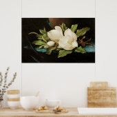 Giant Magnolias op een blauwe vlinderkast van MJ H Poster (Keuken)