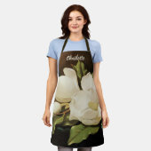 Giant Magnolias op een blauwe vlinderkast van MJ H Schort (Gedragen)