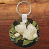 Giant Magnolias op een blauwe vlinderkast van MJ H Sleutelhanger (Voorkant)