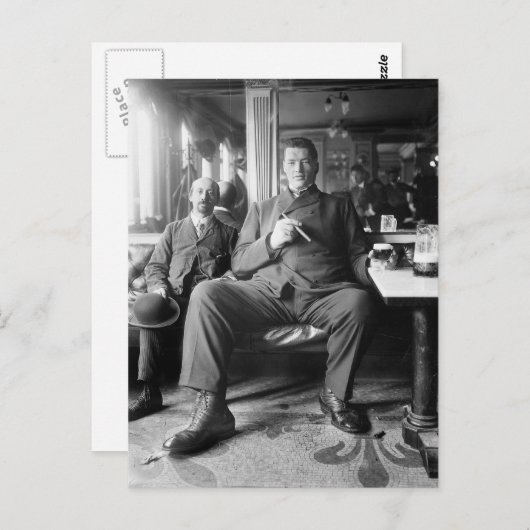 Giant Man Drink een bier, 1910 Briefkaart (Voorkant / Achterkant)