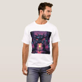 Giant Mech Robot vs Human | Cyberpunk City Sunset  T-shirt (Voorkant volledig)
