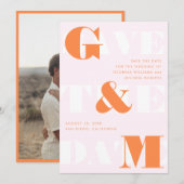 Giant Monogram Ampersand Perzik Sinaasappel Roze B Kaart (Voorkant / Achterkant)