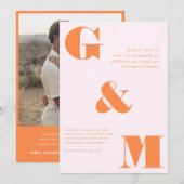 Giant Monogram Ampersand Perzik Sinaasappel Roze B Kaart (Voorkant / Achterkant)