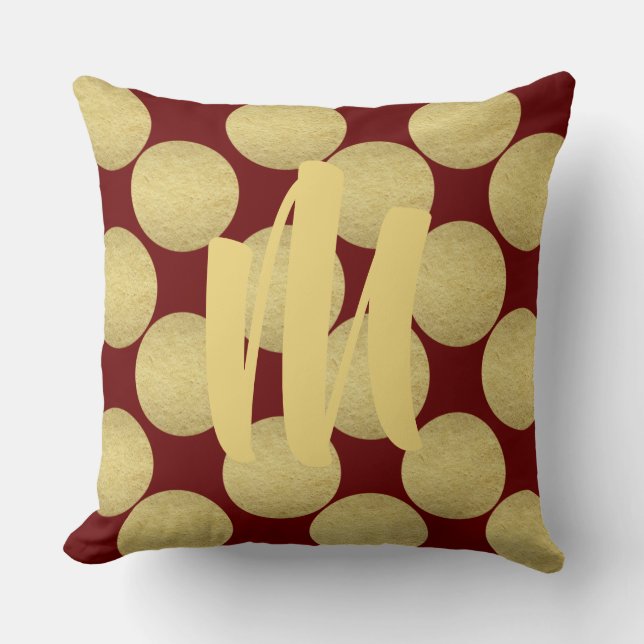Giant Monogram Gold Polka Dots Kussen (Voorkant)