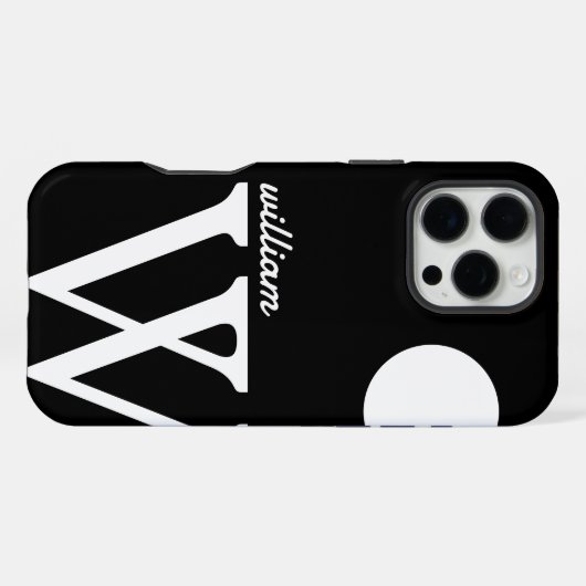 Giant Monogram Simple Black en White iPhone Hoesje (Achterkant horizontaal)