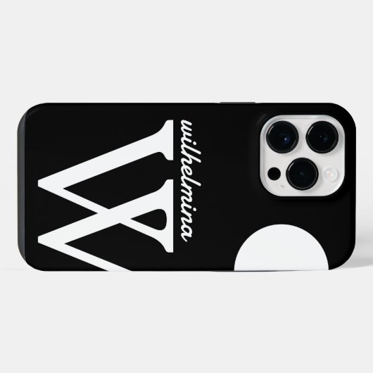 Giant Monogram Simple Black en White iPhone Hoesje (Achterkant horizontaal)