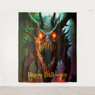 Giant Monster Halloween Achtergrond Wandkleed