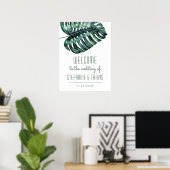 Giant Monstera Leaf Beach Weddenschap Welkom Poster (Thuiskantoor)