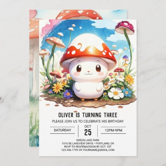 Giant Mushroom Boho Bash Verjaardag Kaart (Voorkant / Achterkant)