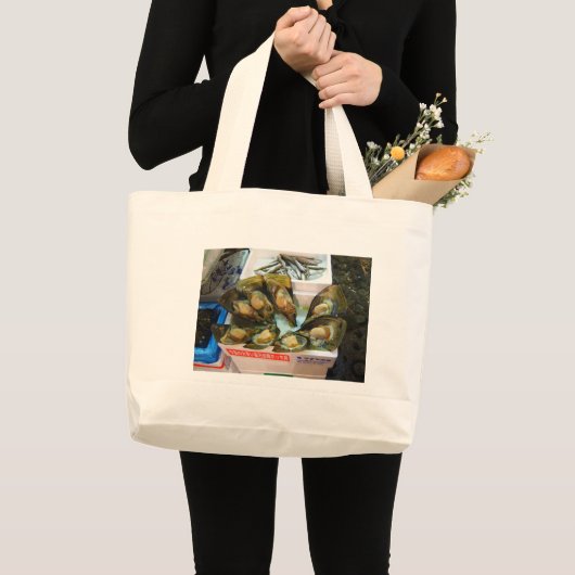 Giant Mussels Tsukiji Fish Market, Tokyo, Japan Grote Tote Bag (Voorkant (product))