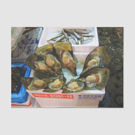 Giant Mussels Tsukiji Fish Market, Tokyo, Japan Tissuepapier (Voorkant)