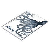 Giant Navy Blue Octopus Steampunk gepersonaliseerd Notitieboek (Linkerzijde)