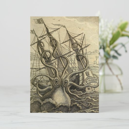 Giant Octopus  1801 Etching Bedankkaart (Staand voorkant)