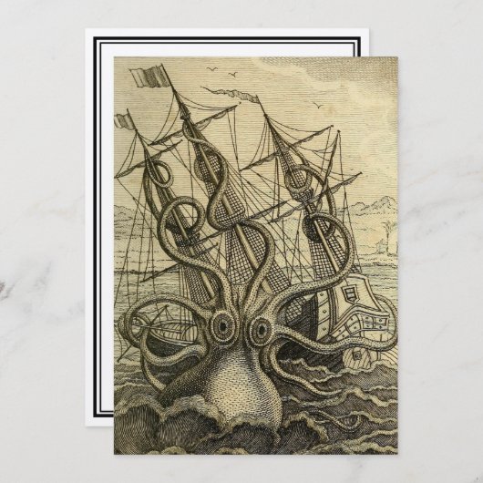 Giant Octopus  1801 Etching Bedankkaart (Voorkant / Achterkant)