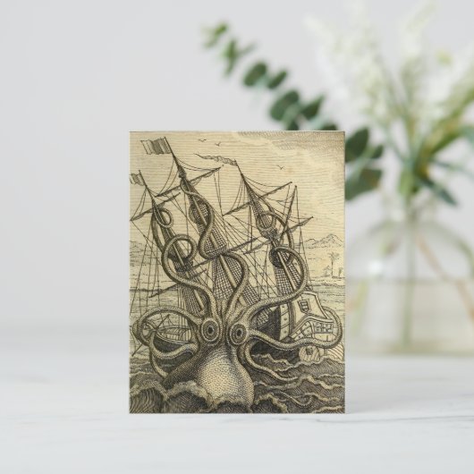 Giant Octopus 1801 Etching Briefkaart (Staand voorkant)