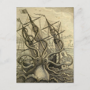 Giant Octopus  1801 Etching Briefkaart