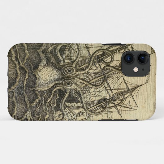 Giant Octopus  1801 Etching Case-Mate iPhone Case (Achterkant (horizontaal))