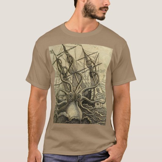 Giant Octopus 1801 Etching T-shirt (Voorkant)
