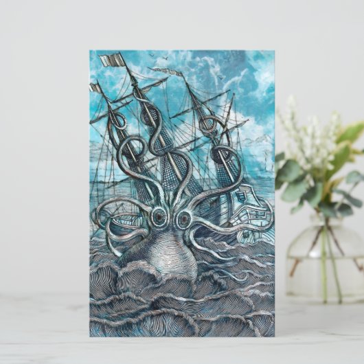 Giant Octopus Blue Zee Monster Sailboat (Staand voorkant)