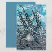 Giant Octopus Blue Zee Monster Sailboat (Voorkant / Achterkant)