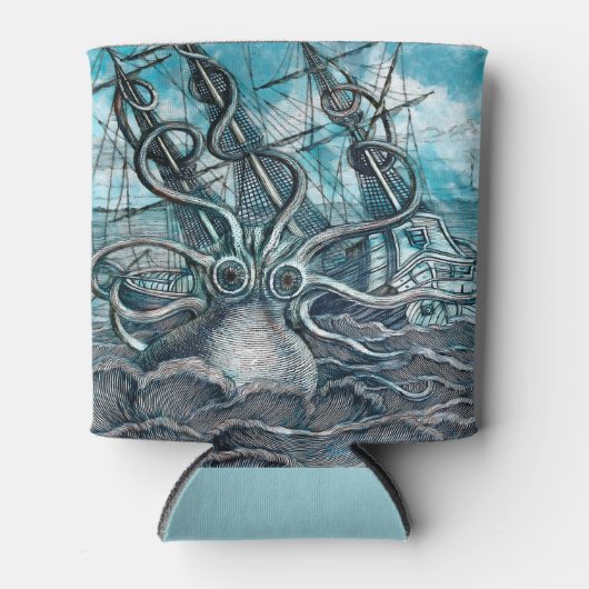 Giant Octopus Blue Zee Monster Sailboat Blikjeskoeler (Voorkant)