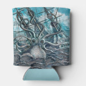 Giant Octopus Blue Zee Monster Sailboat Blikjeskoeler (Achterkant)