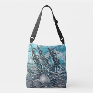 Giant Octopus Blue Zee Monster Sailboat Crossbody Tas