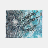 Giant Octopus Blue Zee Monster Sailboat Fleece Deken (Voorkant (Horizontaal))