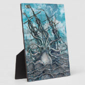 Giant Octopus Blue Zee Monster Sailboat Fotoplaat (Zijkant)