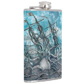 Giant Octopus Blue Zee Monster Sailboat Heupfles (Rechts)