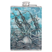 Giant Octopus Blue Zee Monster Sailboat Heupfles (Achterkant)