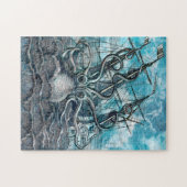 Giant Octopus Blue Zee Monster Sailboat Legpuzzel (Horizontaal)