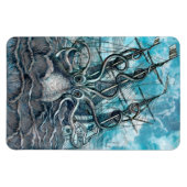 Giant Octopus Blue Zee Monster Sailboat Magneet (Horizontaal)