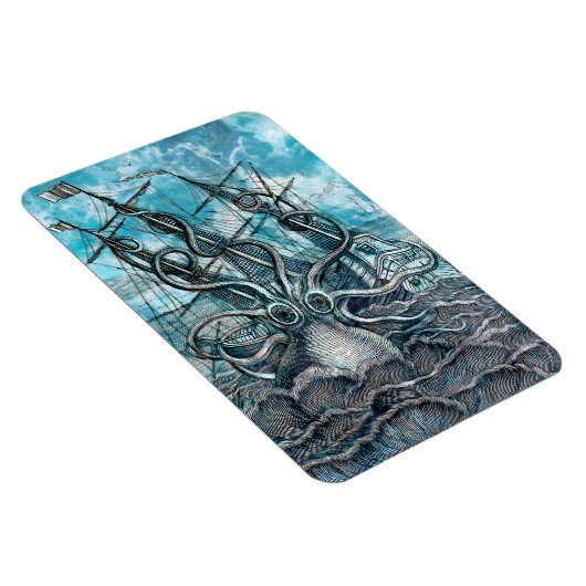 Giant Octopus Blue Zee Monster Sailboat Magneet (Rechterzijde)