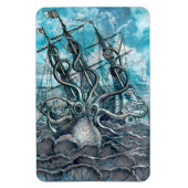 Giant Octopus Blue Zee Monster Sailboat Magneet (Verticaal)