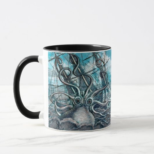 Giant Octopus Blue Zee Monster Sailboat Mok (Links)