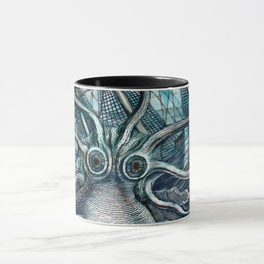 Giant Octopus Blue Zee Monster Sailboat Mok (Midden)