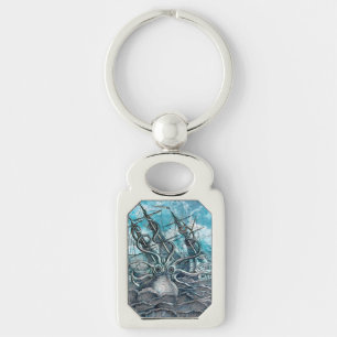 Giant Octopus Blue Zee Monster Sailboat Sleutelhanger