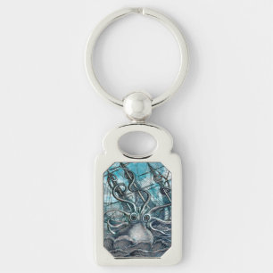 Giant Octopus Blue Zee Monster Sailboat Sleutelhanger