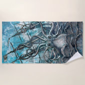 Giant Octopus Blue Zee Monster Sailboat Strandlaken (Voorkant)