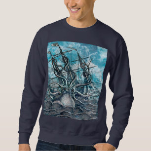Giant Octopus Blue Zee Monster Sailboat Trui