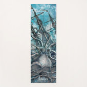 Giant Octopus Blue Zee Monster Sailboot Monogram Yogamat (Voorkant)